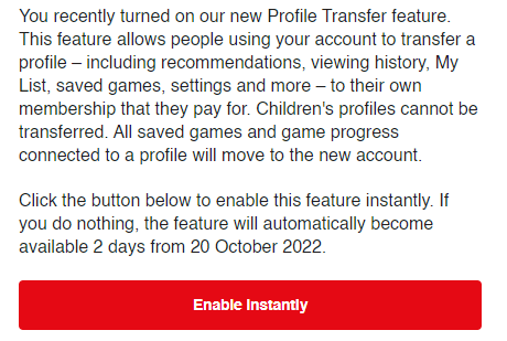 netflix profile transfer email