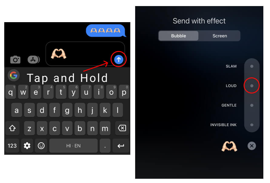 send animated bigger emoji on imessage